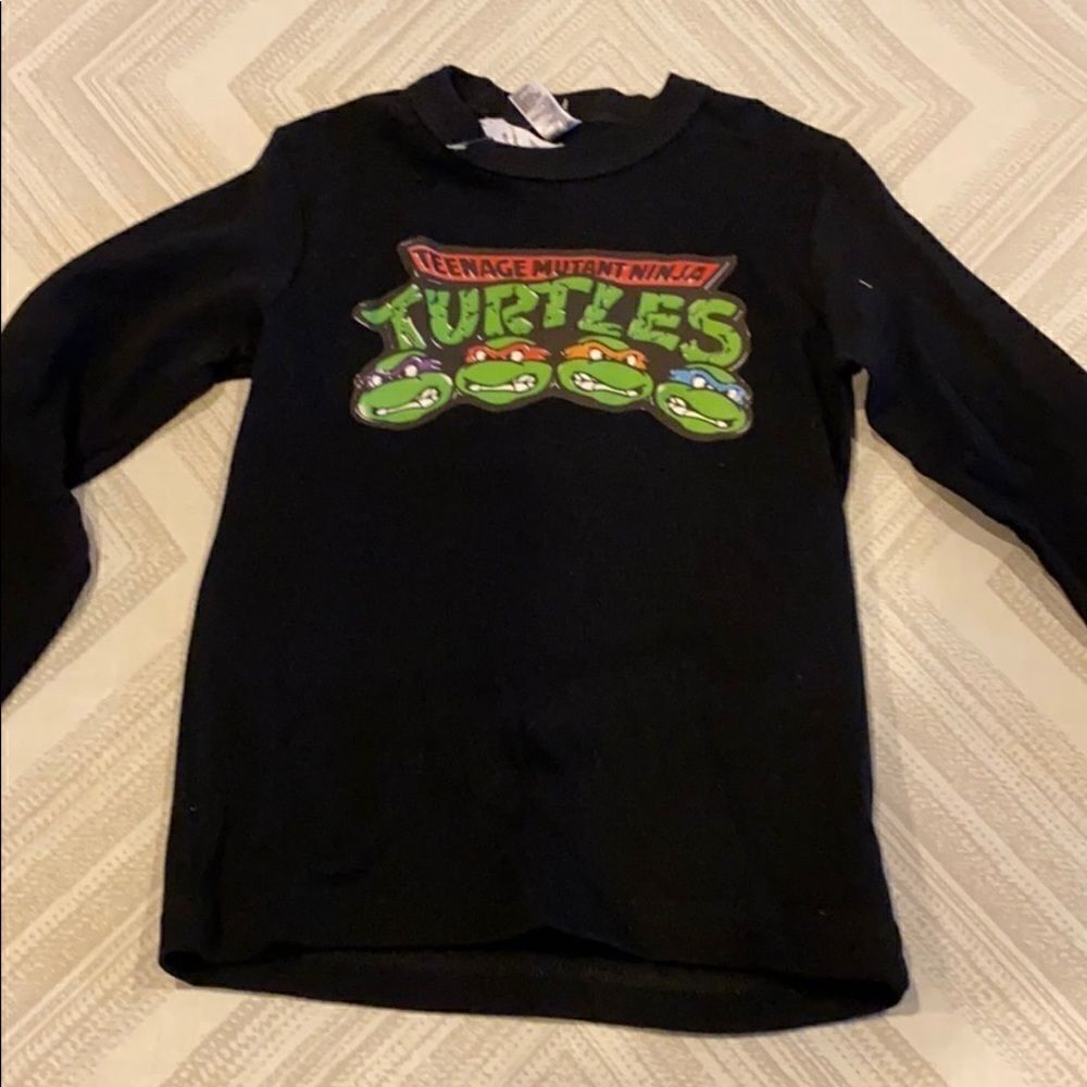 American Apparel Boys Black Ninja Turtle L/S Tee